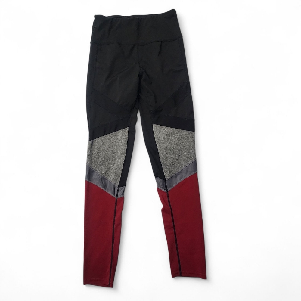 Women’s Colorblock Leggings with Sheer Mesh Detail – Size S/M